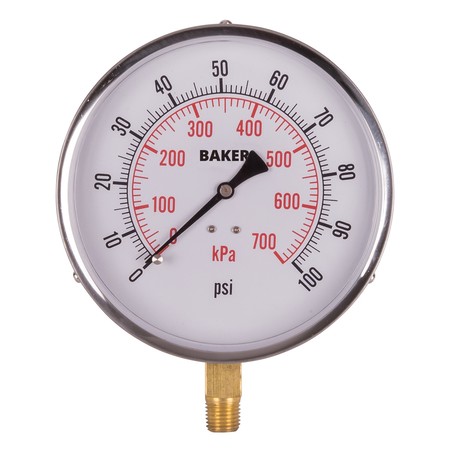 BAKER INSTRUMENTS 421AVND-100 Pressure Gauge, 0-100 PSI 421AVND-100